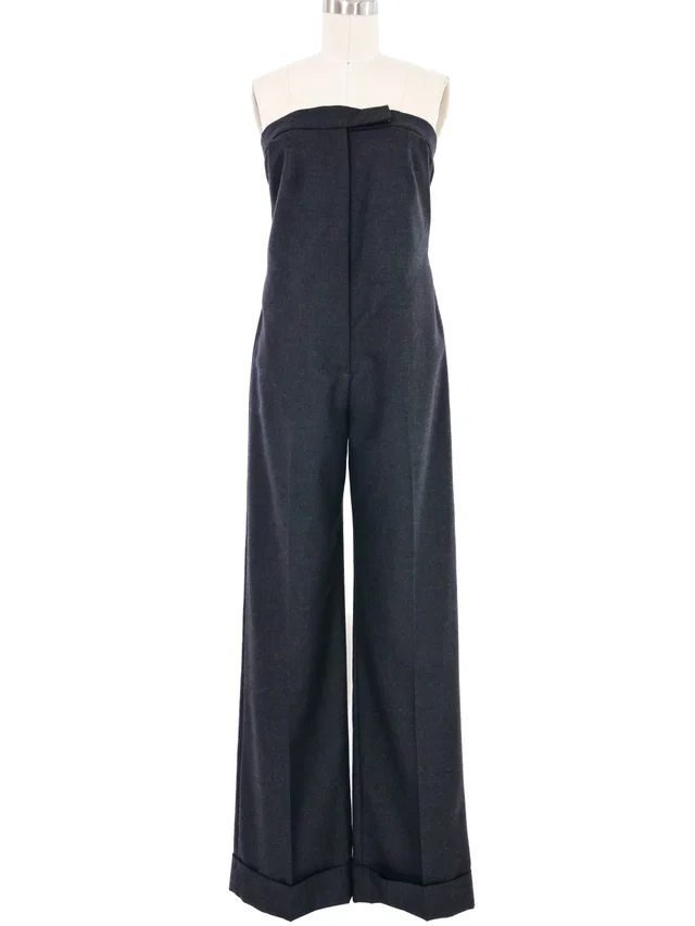 Vivienne Westwood Ultra High Waist Charcoal Wool Strapless Jumpsuit in Wool from Arcade Vintage