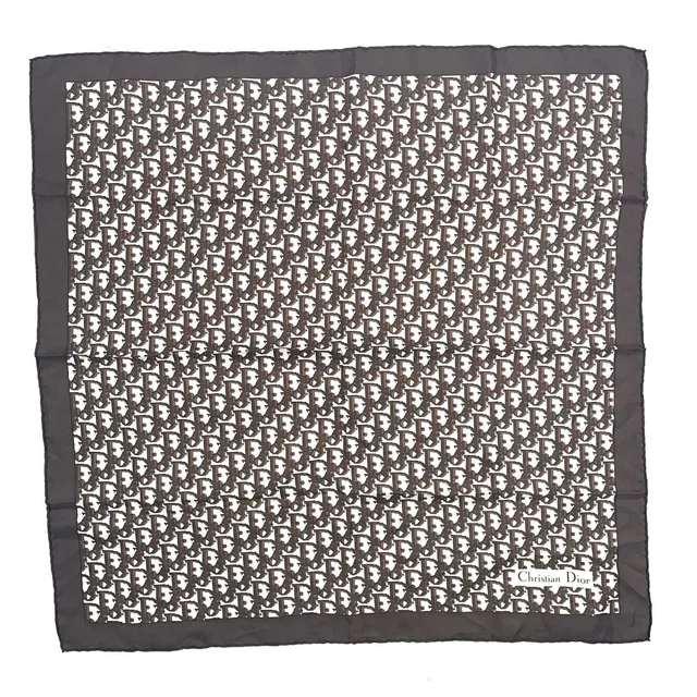 Dior Trotter Pattern Silk Brown Scarf in Brown Silk from The Reluxe
