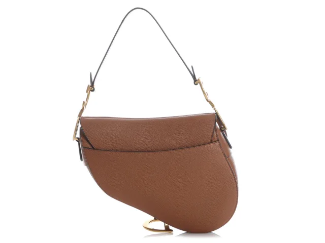 Dior Tan Grained Leather Saddle Bag with Strap in Brown Caviar leather from Ann's Fabulous Finds, photo 4 of 9