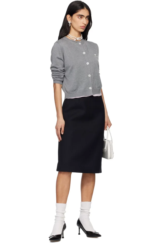 SHUSHU/TONG Navy A-Line Midi Skirt, photo 4 of 4 from SSENSE