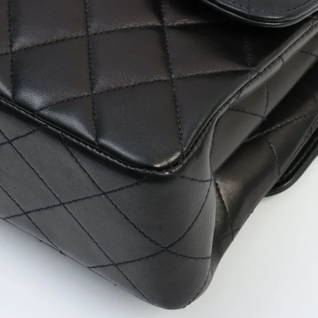 Chanel Circa 1997 W-Face CC Turnlock Chain Shoulder Bag, Black in Black Lambskin from VINTAGE QOO TOKYO, photo 12 of 18