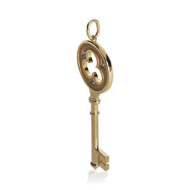 Tiffany & Co. Yellow Gold Diamond Clover Key Pendant 18k in Yellow from HEWI, photo 2 of 2
