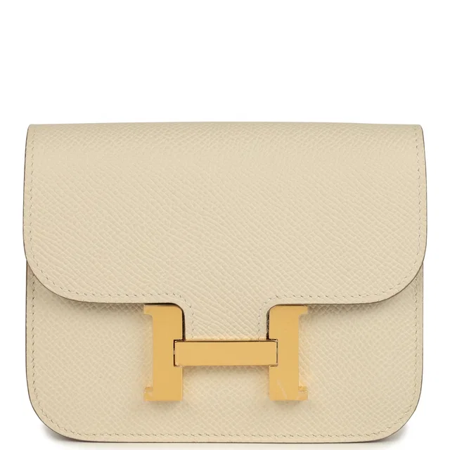 Hermès Constance Slim Wallet Craie Epsom Gold Hardware in White Epsom leather from Madison Avenue Couture