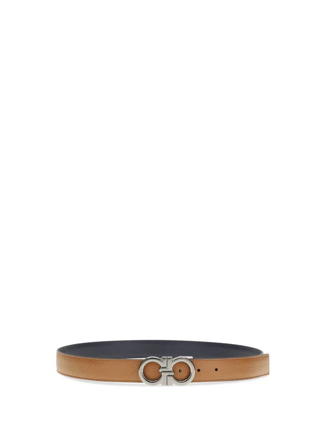 Ferragamo Gancini Belt — Brown Calf Suede in Brown Suede from HEWI