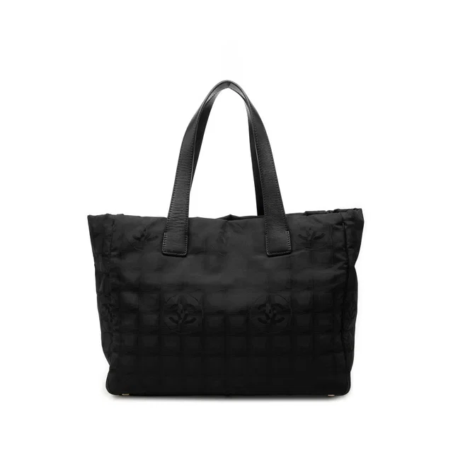Black Chanel New Travel Line Nylon Tote in Black Nylon from Designer Revival
