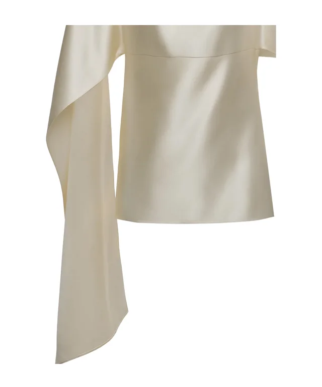 Magda Butrym Silk draped top in ivory from SENSER, photo 1 of 1