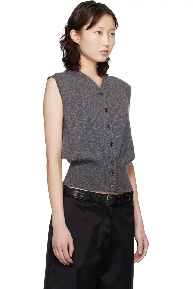 Cordera Gray Flecked Cotton Waistcoat, photo 2 of 5 from SSENSE