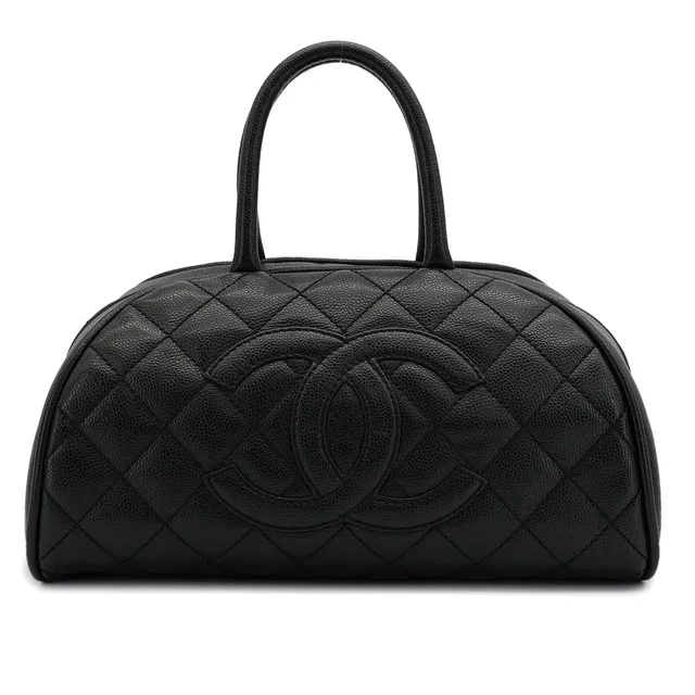 Chanel Vintage Matelasse Cocomark Boston Bag Black Caviar Skin in Black Caviar leather from Luxury Promise