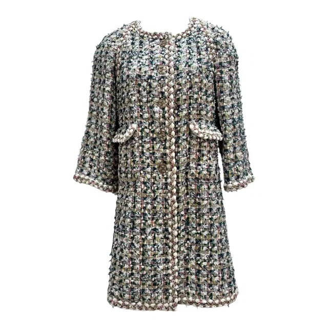 Chanel Multicolour Long Tweed Jacket - Size 42 in Tweed from Luxury Promise