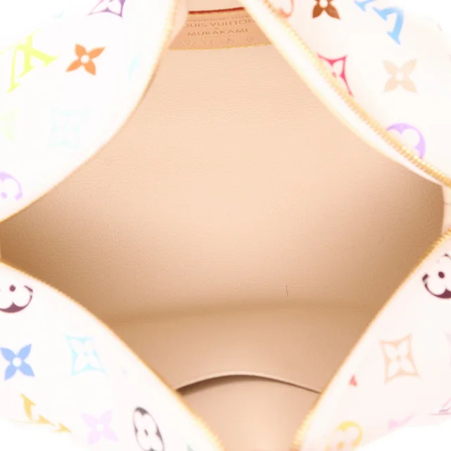 Louis Vuitton x Murakami Clutch Large make-up clutch in multicoloured and Blanc Monogram canvas and natural… in White Coated canvas from Collector Square, photo 4 of 4