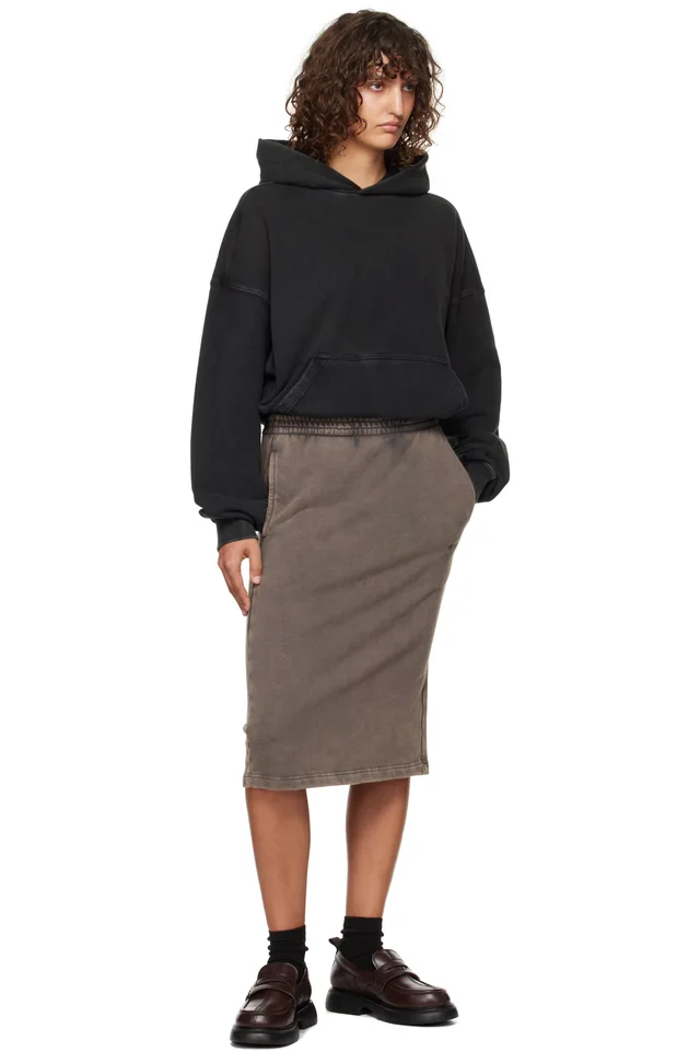 We11done Black & Brown Layered Hoodie Midi Dress, photo 4 of 4 from SSENSE