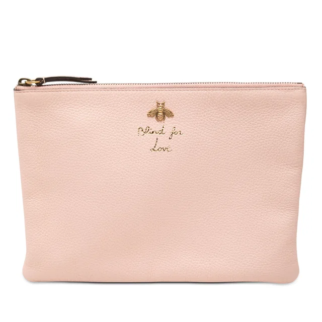 Pink Gucci Leather Blind For Love Clutch in Pink Leather from Designer Revival