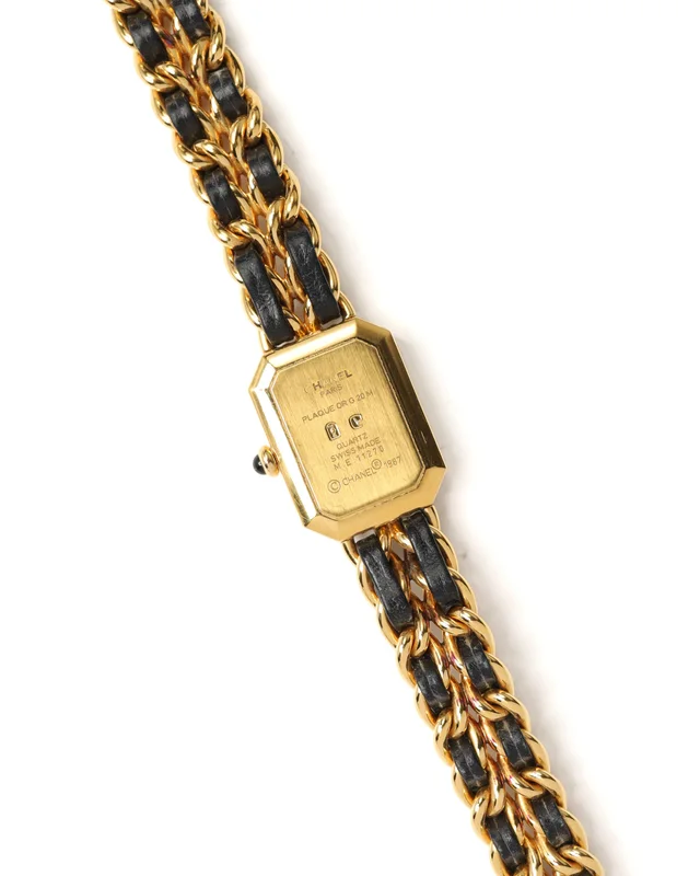 Chanel Première 20mm Gold-Plated Black Dial Quartz Watch in Black Leather from A Retro Tale, photo 3 of 8