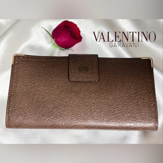 Valentino Garavani Brown Leather Wallet Classic Beauty! in brown|red Leather from Poshmark