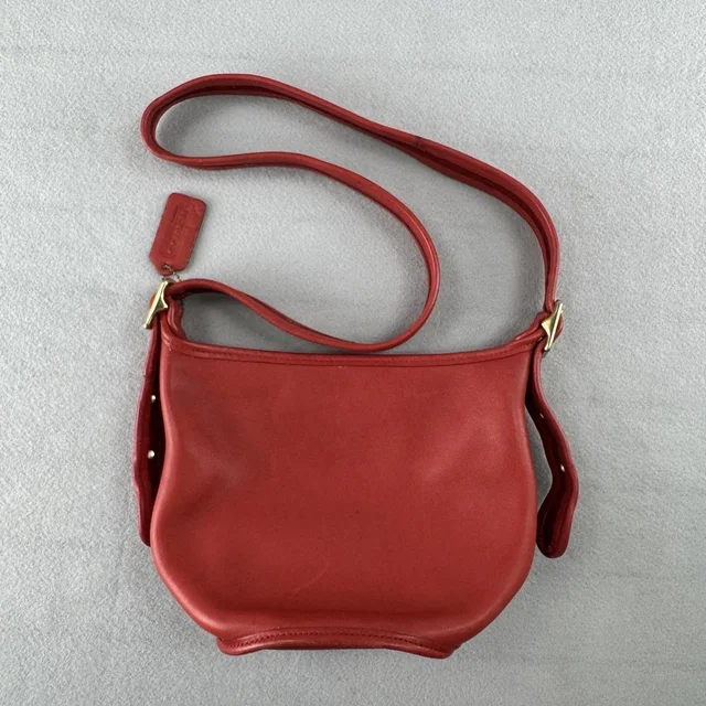 Coach Vintage Maggie Duffle Bucket Bag 9019 Red Orange Leather Sac Usa in orange|red Leather from Poshmark