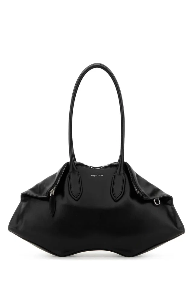Alexander McQueen Manta Shoulder Bag — Black in Black Leather from HEWI