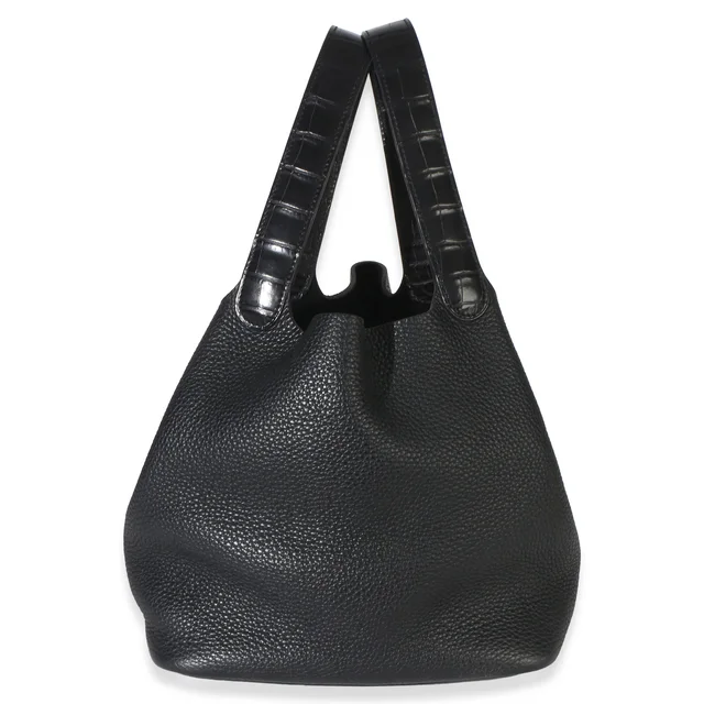 Hermès Black Clemence Matte Alligator Touch Picotin Lock 22 Ghw Exotic; Leather Handbag in Black Clemence leather from HEWI, photo 2 of 2