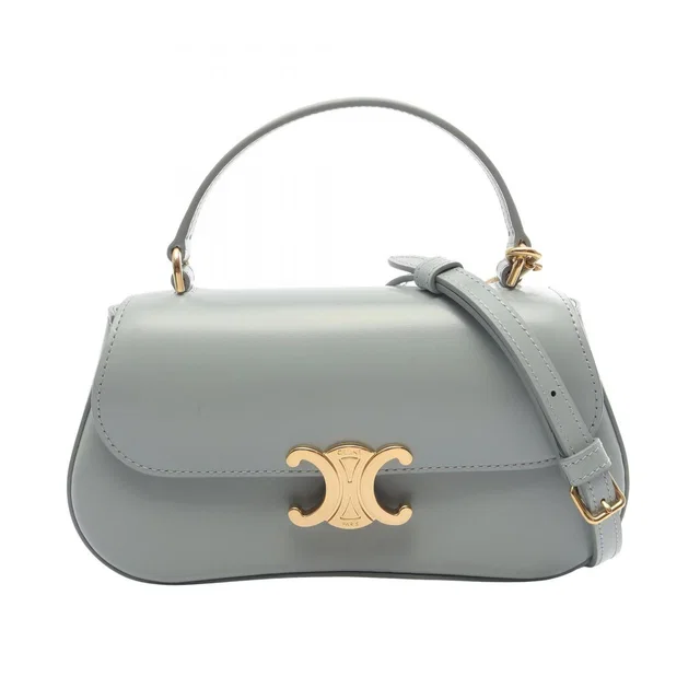 Celine Handbag Teenage Laura 2-Way Light Blue Leather Triomphe in Blue Leather from The Reluxe