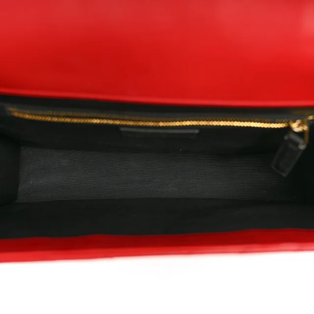 Saint Laurent Smooth Calfskin Matelasse Chevron Large Monogram Satchel Lipstick Red in Red Calfskin from FASHIONPHILE, photo 5 of 11