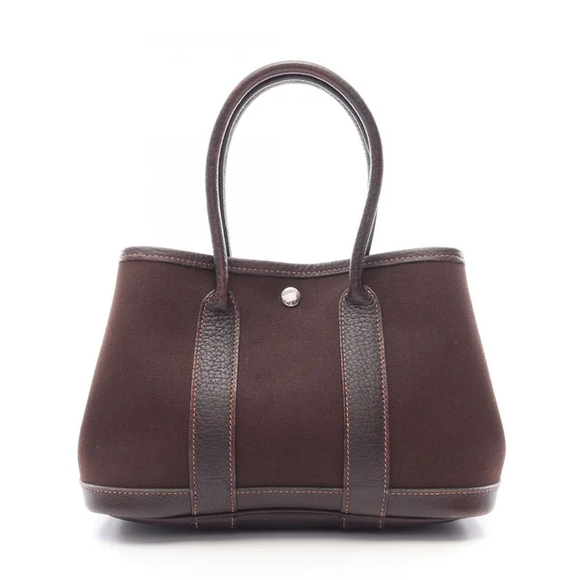Hermès Tote Bag Garden Party Ttpm Ebene Canvas Leather in Brown Canvas from The Reluxe