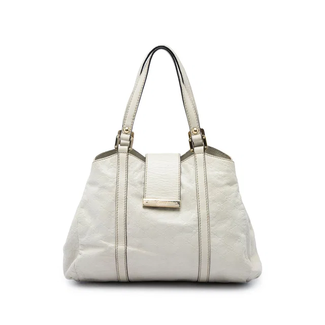 White Gucci Guccissima New Ladies Tote in White Leather from Designer Revival