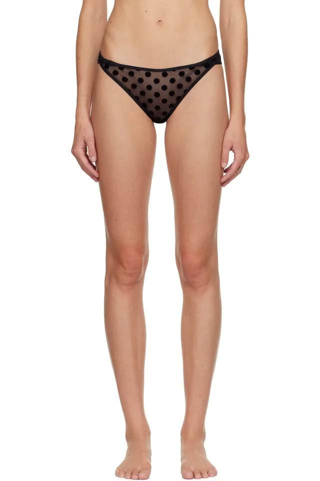 Fruity Booty Black Polka Flock Briefs, image 1 of 1 from SSENSE