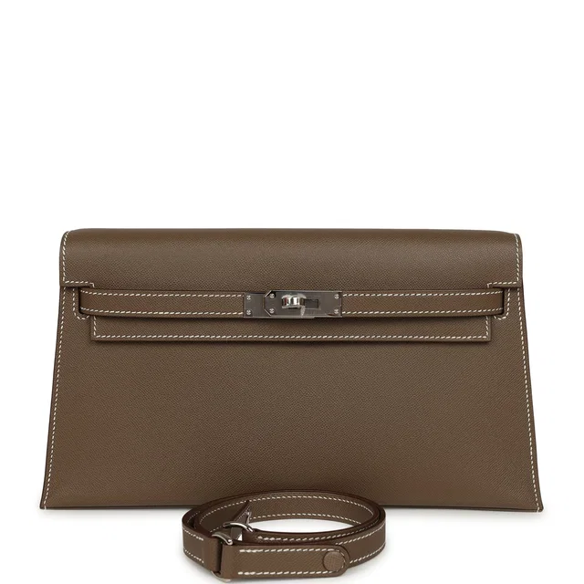 Hermès Kelly Elan Etoupe Madame Palladium Hardware in Taupe Lambskin from Madison Avenue Couture