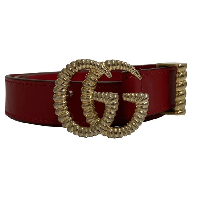Gucci GG Marmont Double Buckle Leather Belt 75 in Leather from The Reluxe