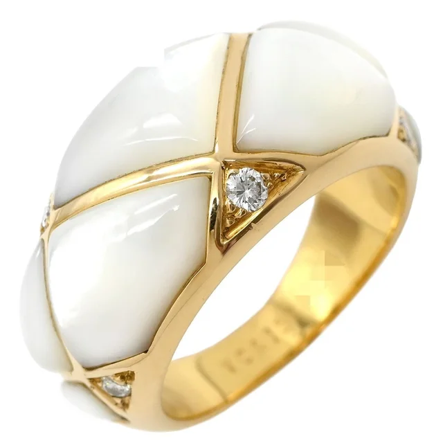 Van Cleef & Arpels Ring Shell Diamond Vintage Pearl White Yellow Gold 750 in White from The Reluxe
