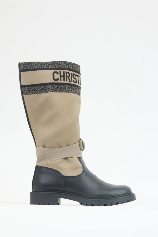 Dior Leather & Canvas D-Major Boot in Canvas from VSP Consignment
