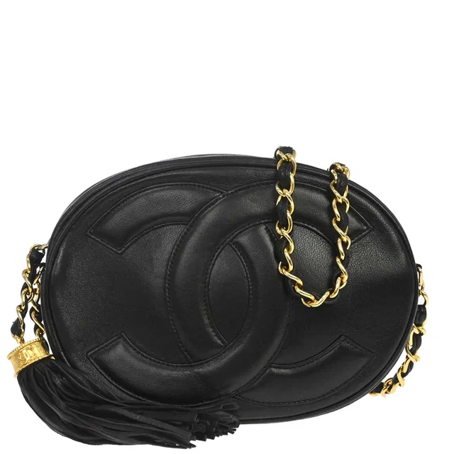 Chanel 1989-1991 Black Lambskin Round Camera Bag Mini in Black Lambskin from AMORE Vintage Tokyo