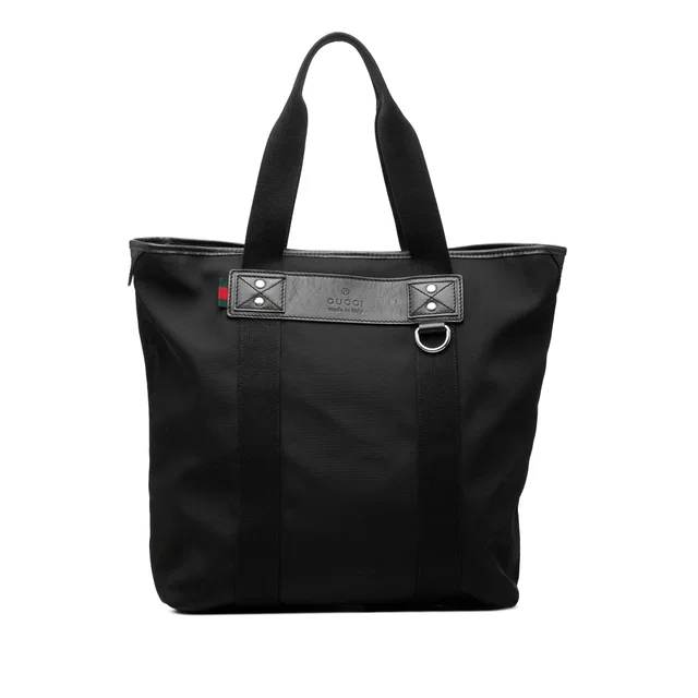 Black Gucci Nylon Web Tote in Black Nylon from Designer Revival