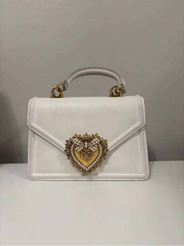Dolce & Gabbana White Devotion Top Handle Satchel in gold|white Leather from Poshmark