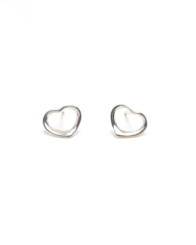 Tiffany & Co. Open Heart Silver Stud Earrings in Silver from A Retro Tale