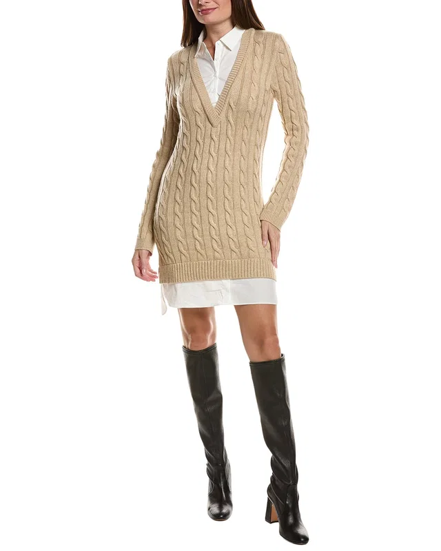 English Factory Mixed Media Cable Knit Sweaterdress, image 1 of 1 from Rue La La