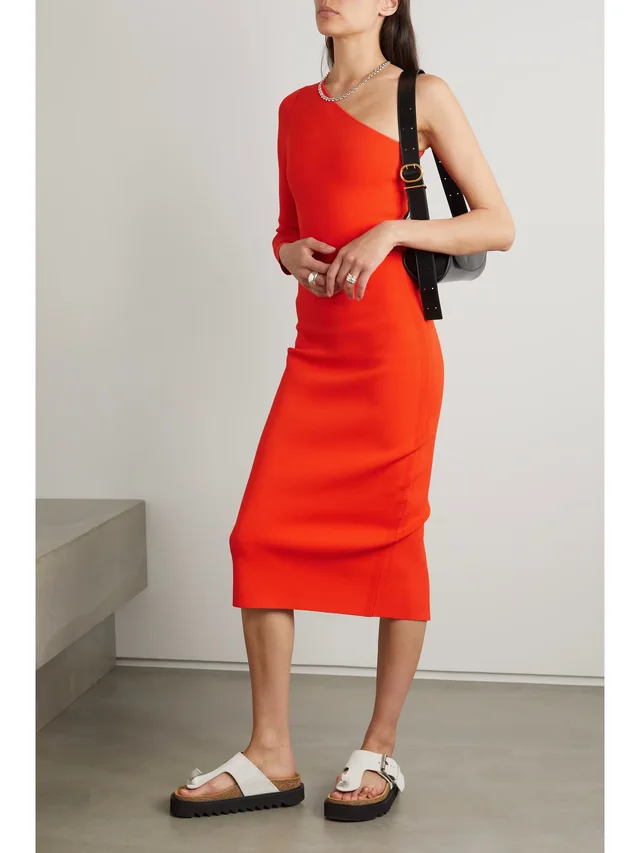 VICTORIA BECKHAM VB Body one-sleeve stretch-knit midi dress in Orange, photo 2 of 2 from NET-A-PORTER (Canada)