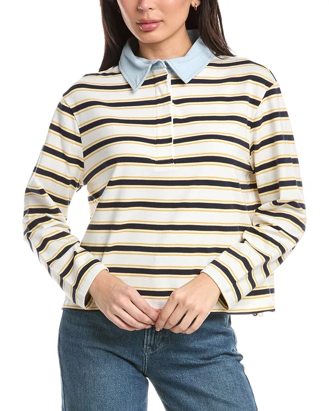 RD STYLE Nadine Denim Polo Shirt, image 1 of 1 from Gilt