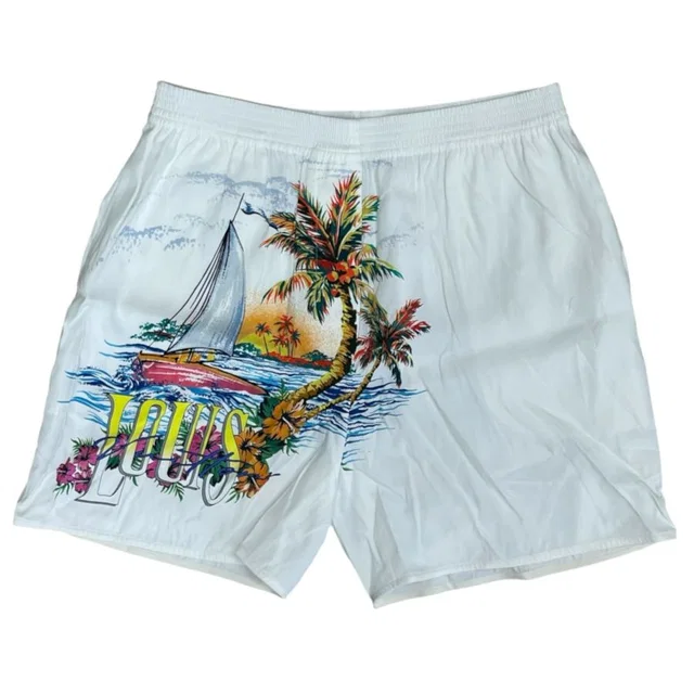 Louis Vuitton Shorts Graphic Print Rayon White Casual in White from The Reluxe