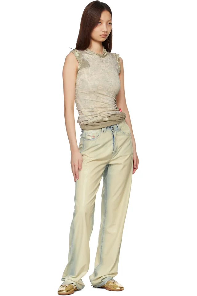 Diesel Khaki Bleached Effect Layered Top, photo 4 of 4 from SSENSE
