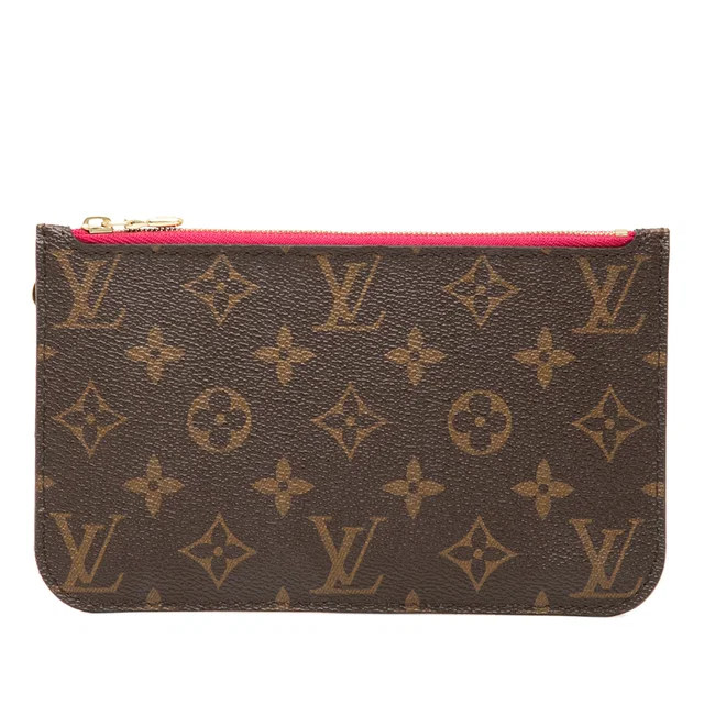 Brown Louis Vuitton Monogram Neverfull Pouch PM in Brown Coated canvas from Designer Revival