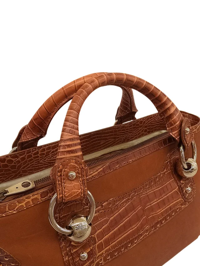 Celine Croco Embossed Handbag Brown in Brown Leather from VINTAGE QOO TOKYO, photo 10 of 10