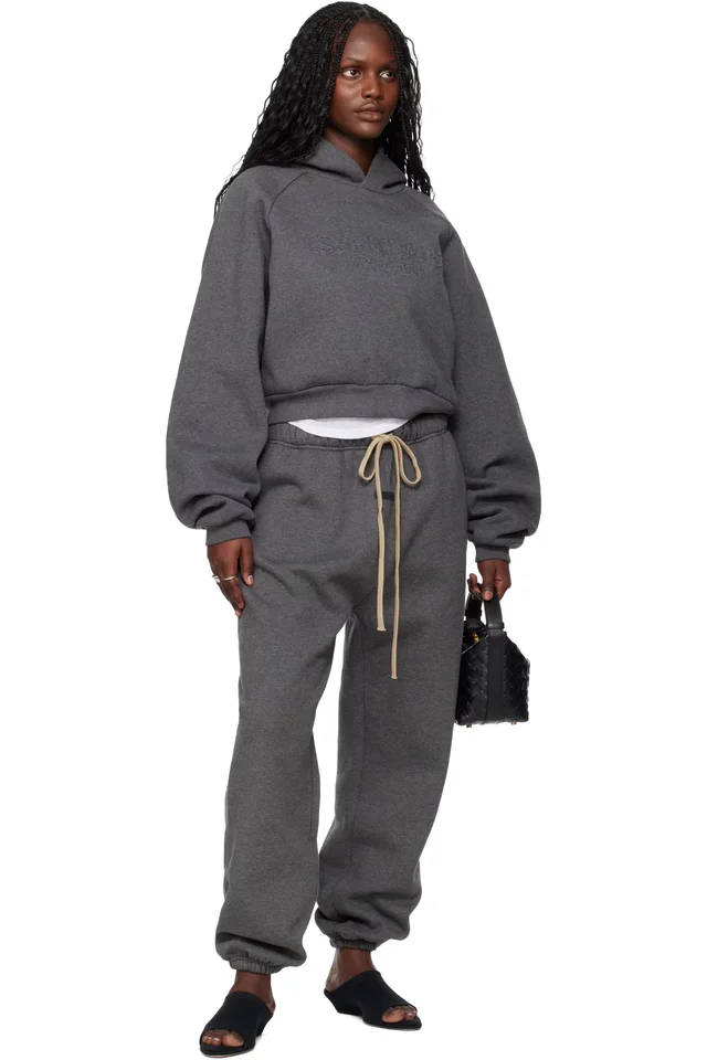 Fear of God ESSENTIALS Gray Holiday Embossed 90s Raglan Hoodie, photo 4 of 4 from SSENSE