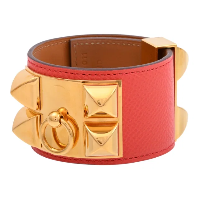 Hermès Collier de Chien bracelet, Rose Jaipur, 2015 in Pink Epsom leather from VINTAGE QOO TOKYO