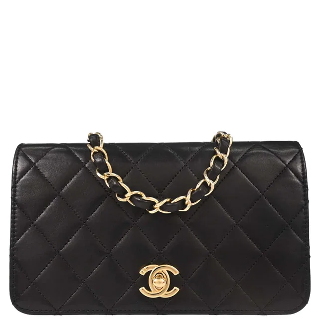 Chanel 2008-2009 Black Lambskin Turnlock Mini Full Flap Shoulder Bag in Black Lambskin from AMORE Vintage Tokyo