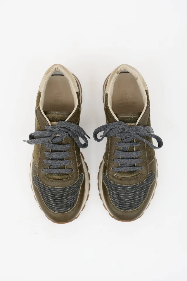 Brunello Cucinelli Leather & Suede Monili Sneaker in Suede from VSP Consignment, photo 2 of 2