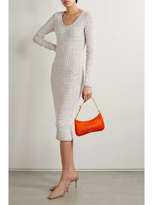 ACNE STUDIOS Open-back crocheted stretch cotton-blend midi dress in Grey, photo 2 of 2 from NET-A-PORTER (Canada)