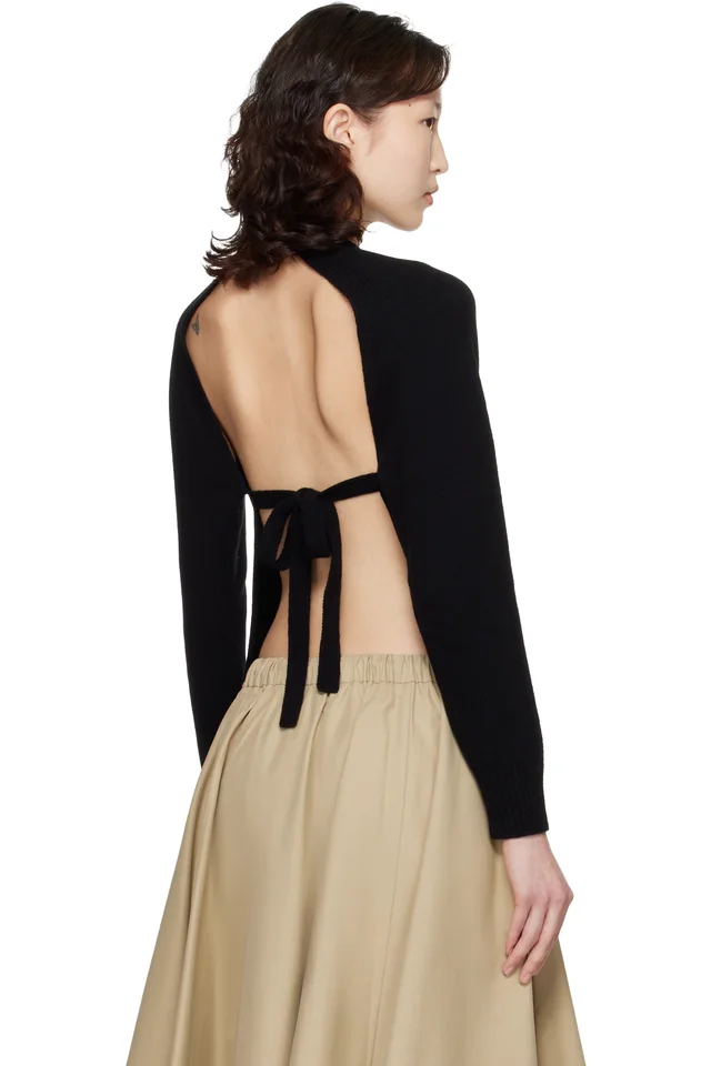 Cordera Black Merino Wool Open-Back Cardigan, photo 3 of 4 from SSENSE