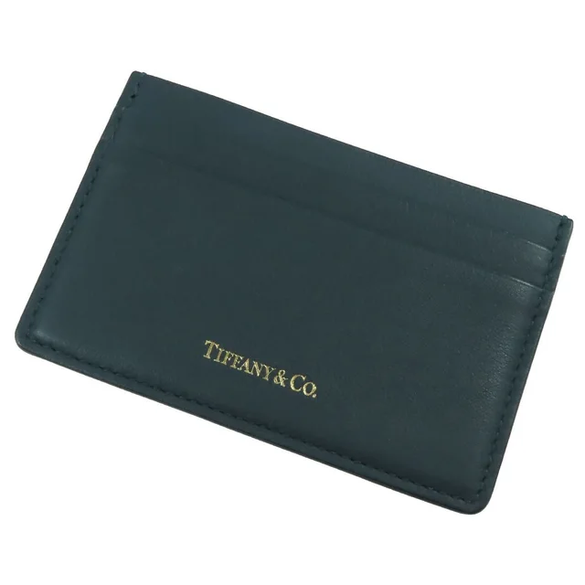 Tiffany & Co. Card Case Navy Leather Logo Business in Navy Leather from The Reluxe