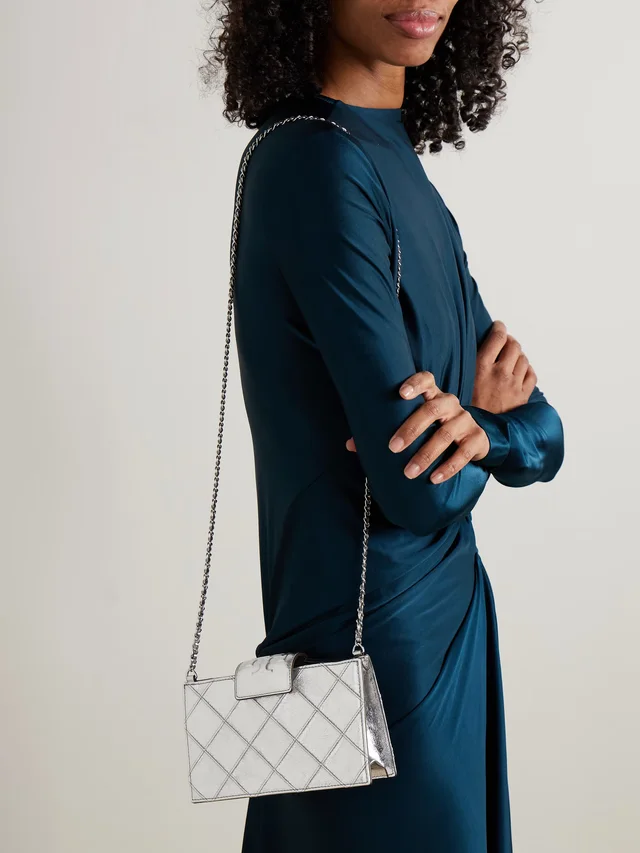 TORY BURCH Fleming mini quilted metallic leather shoulder bag in Metallic, photo 2 of 2 from NET-A-PORTER (Canada)