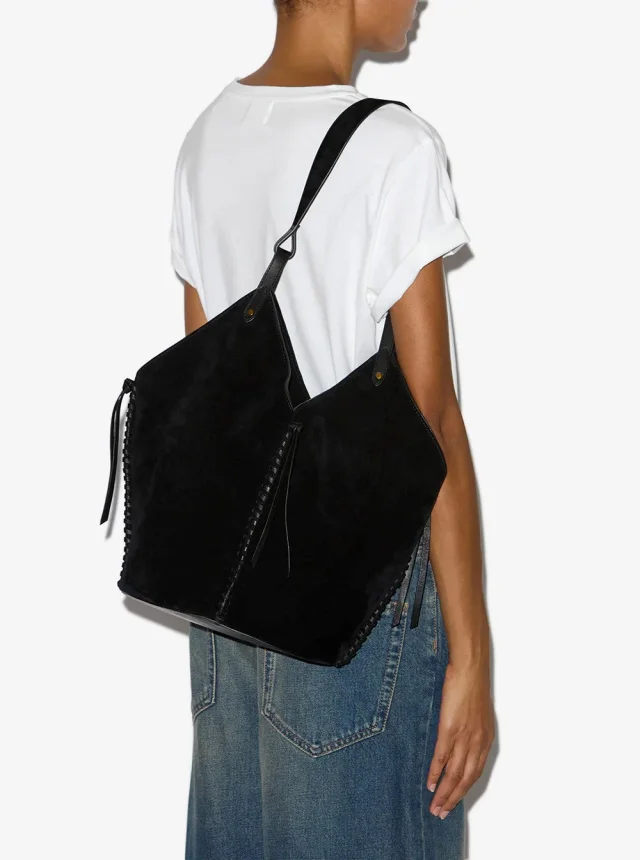 Isabel marant Shoulder Bag 'Tampa' with Single Strap and Suede Knot Detail for Women in Black 100% Calf, photo 11 of 12 from Gaudenzi Boutique